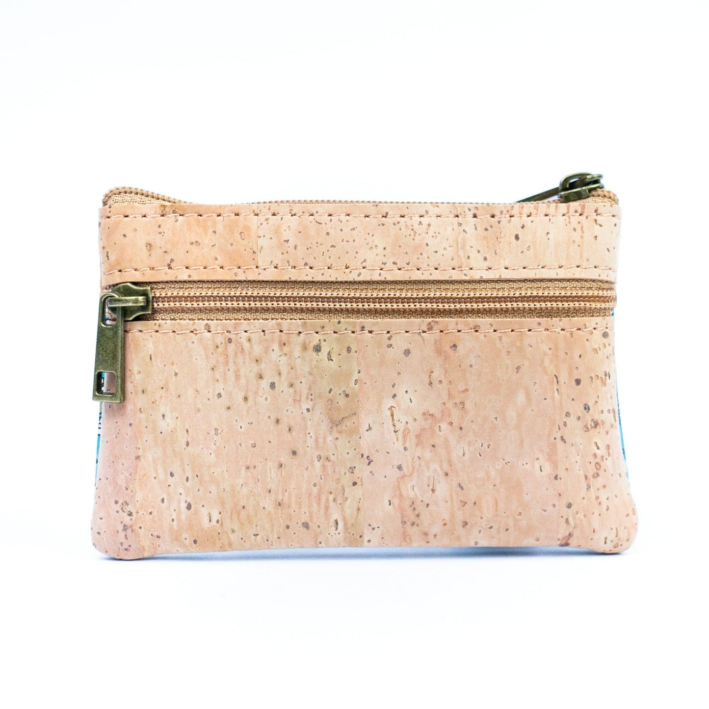 Chic Printed Cork Mini Wallet for Women with Dual Zip Compartments