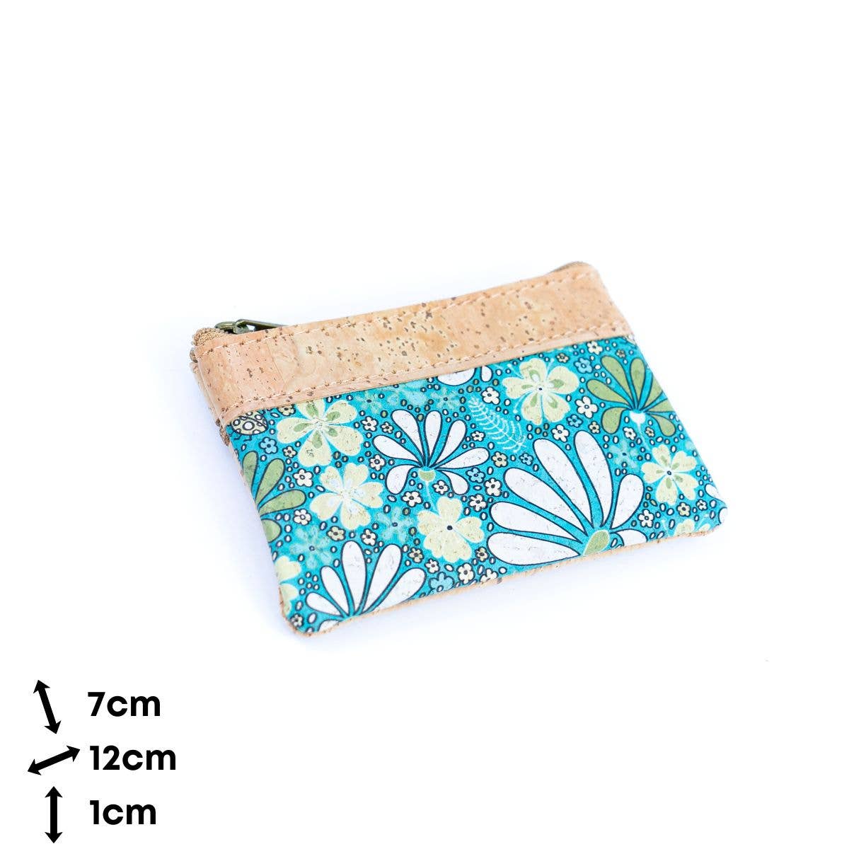 Chic Printed Cork Mini Wallet for Women with Dual Zip Compartments