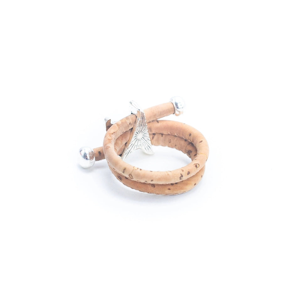 Natural Colored Cork Cord and Starfish Handmade Ring