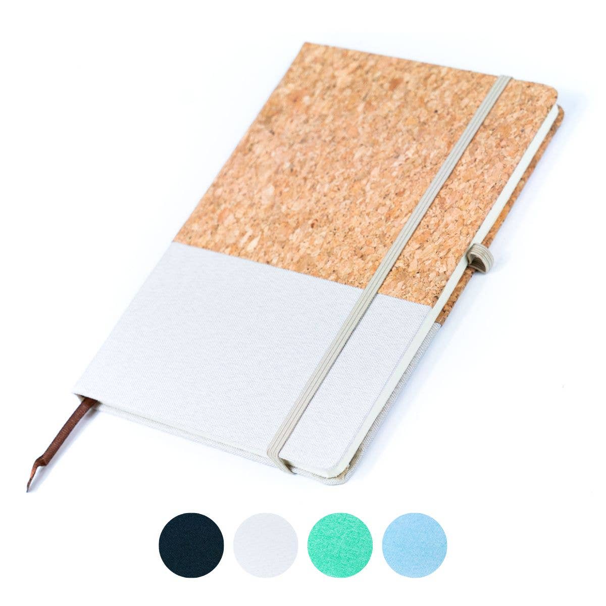 Canvas and Cork Fusion Notebook in Black, Gray, Blue, and Gr