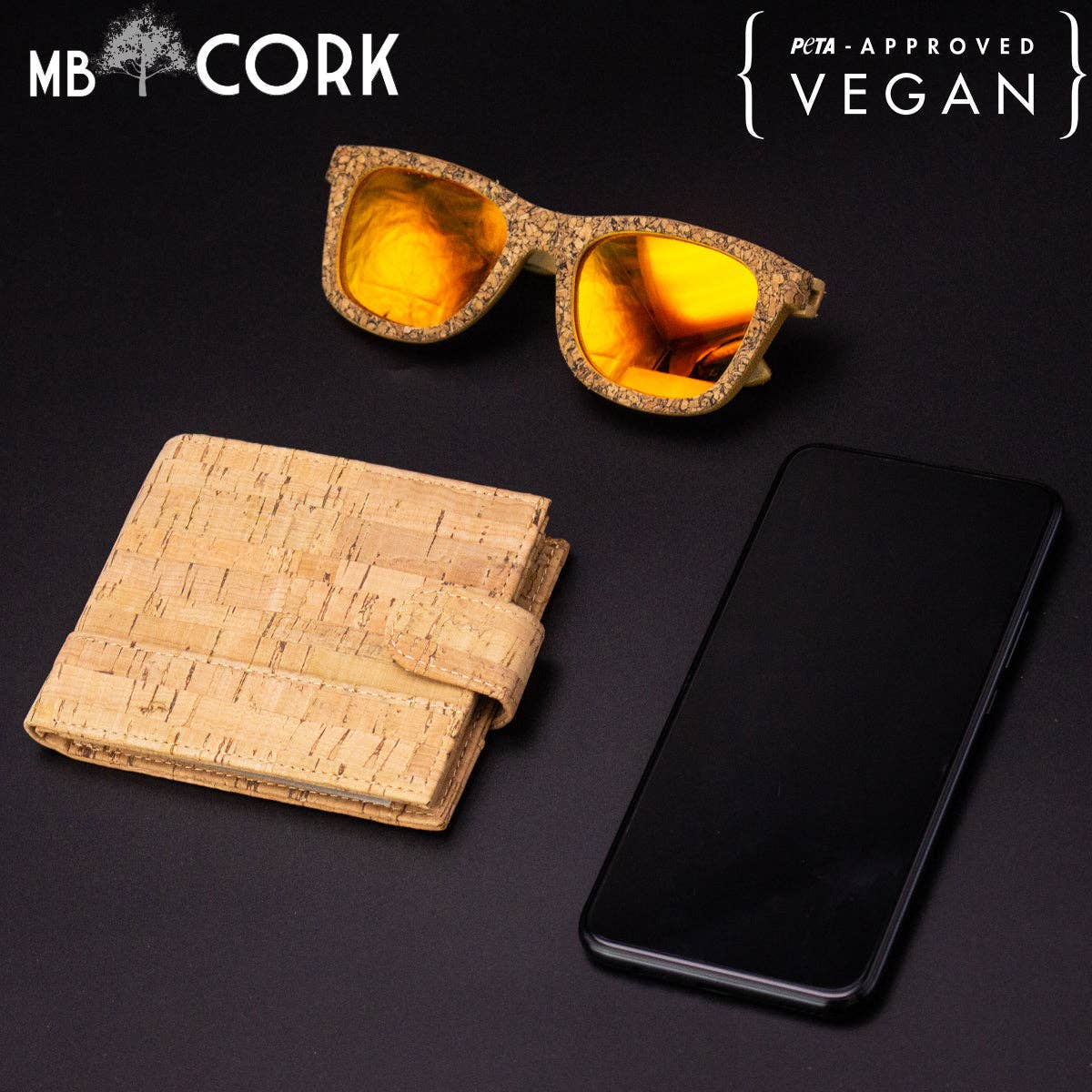 Natural rustic cork wallet for men