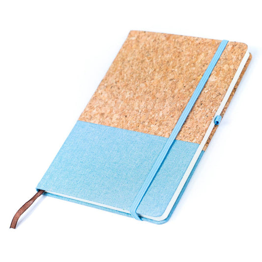 Canvas and Cork Fusion Notebook in Black, Gray, Blue, and Gr