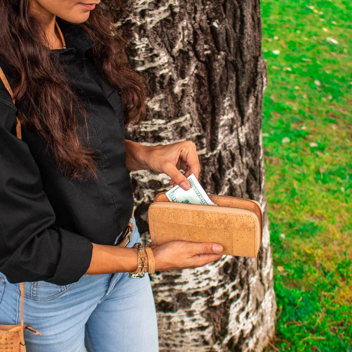 Natural cork women's classic vegan wallet