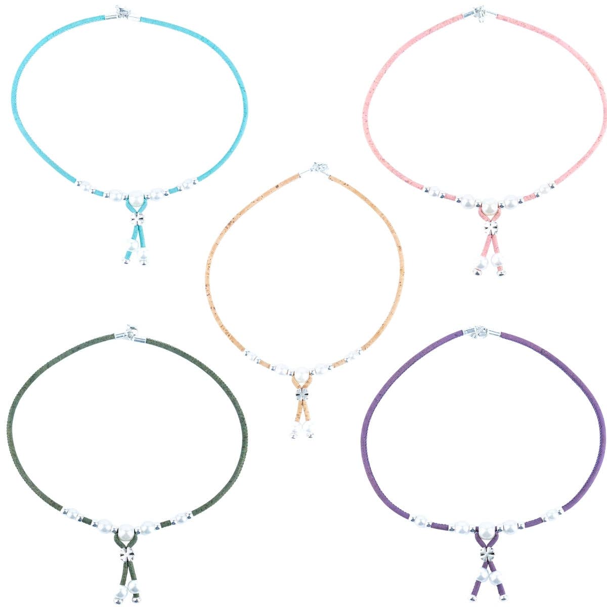 3mm natural colour round cork wire handmade necklace