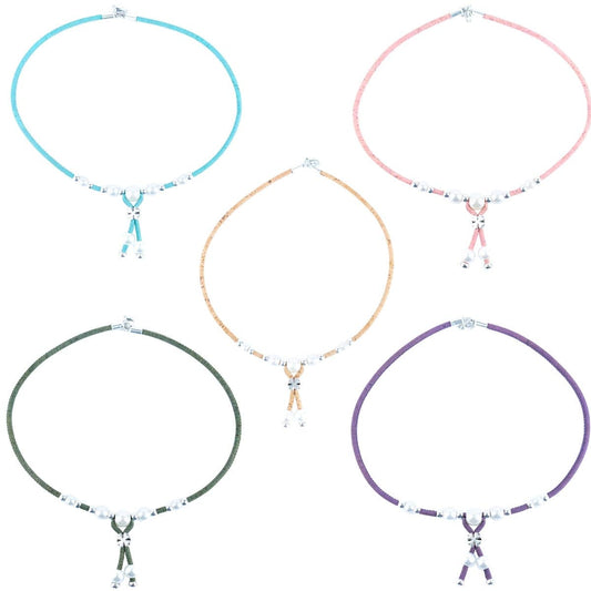 3mm natural colour round cork wire handmade necklace