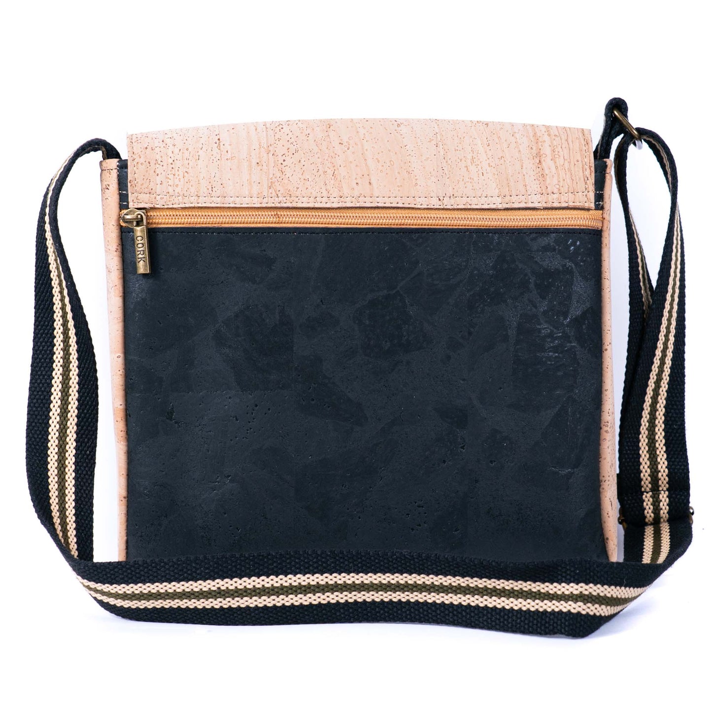 Natural & Black Cork Men's Crossbody Bag