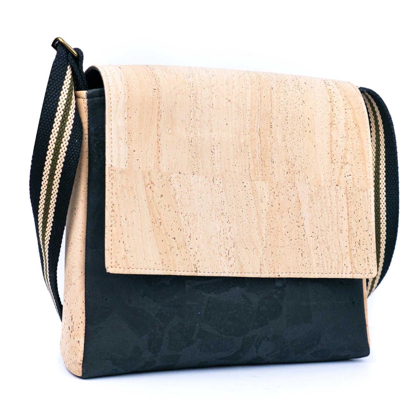 Natural & Black Cork Men's Crossbody Bag