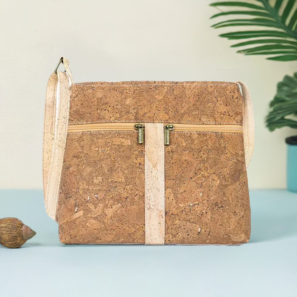 Cork Crossbody Bag with Zipper