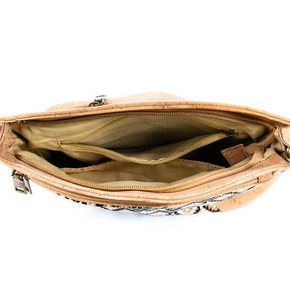 Three-Line Zipper Cork Crossbody Bag