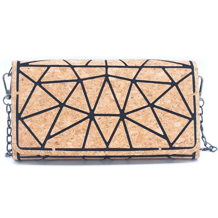 Geometric Pattern Natural Cork Chain Phone Wallet