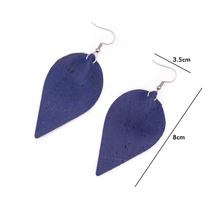 Dark Blue Cork Fabric Shapes For Earrings