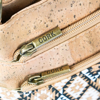 Three-Line Zipper Cork Crossbody Bag