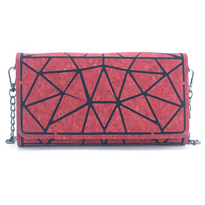 Geometric Pattern Natural Cork Chain Phone Wallet